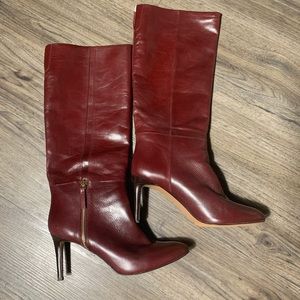NWOT Nine West Cognac Knee High Heel Boot